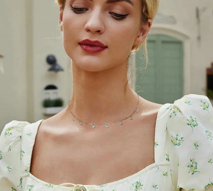 925 Sterling Silver Turquoise Bead Necklace
