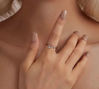 925 Sterling Silver Multiple Waves Band Ring