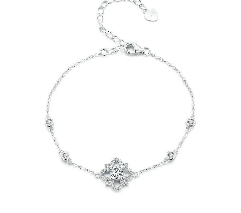925 Sterling Silver Moissanite Bracelet - TEA LU SHOP