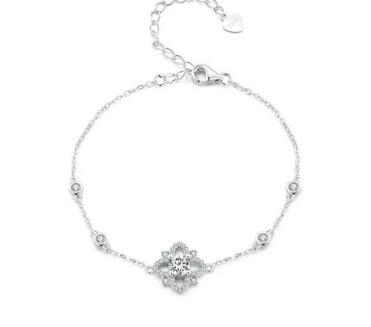 925 Sterling Silver Moissanite Bracelet - TEA LU SHOP