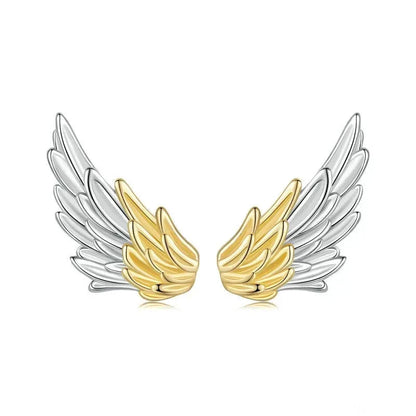 925 Sterling Silver Angel Wing Stud Earrings