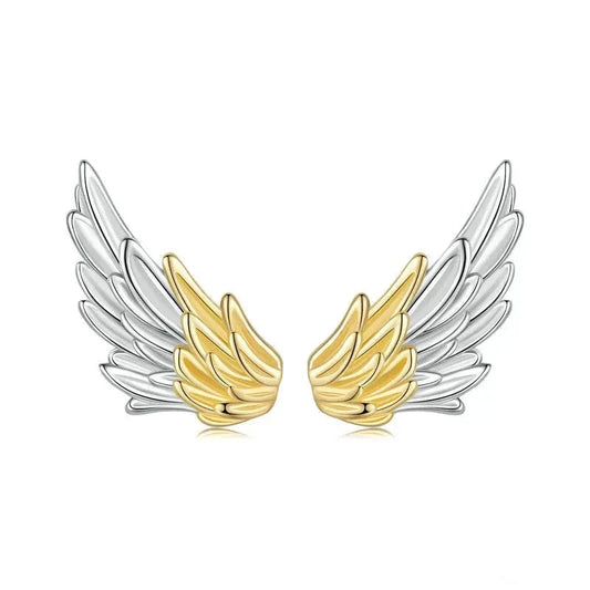 925 Sterling Silver Angel Wing Stud Earrings