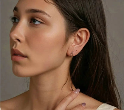 925 Sterling Silver Simple Line Hoop Earrings