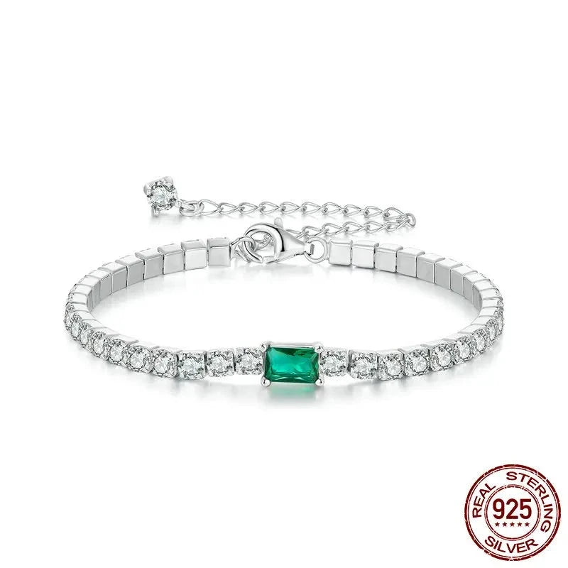 925 Sterling Silver Green Cubic Zirconia Bracelet