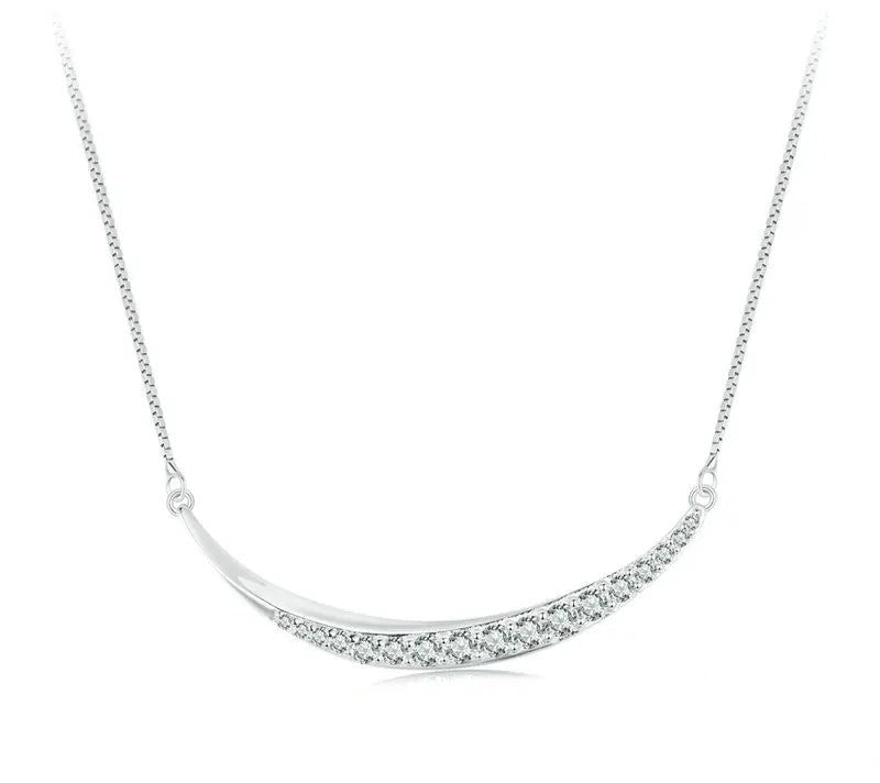 925 Sterling Silver Delicate Classic Moon Necklace - TEA LU SHOP