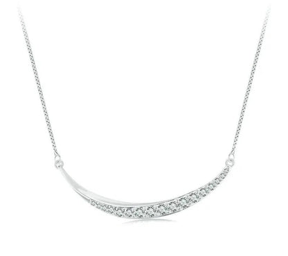 925 Sterling Silver Delicate Classic Moon Necklace - TEA LU SHOP