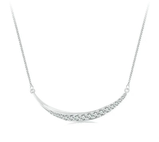 925 Sterling Silver Delicate Classic Moon Necklace - TEA LU SHOP
