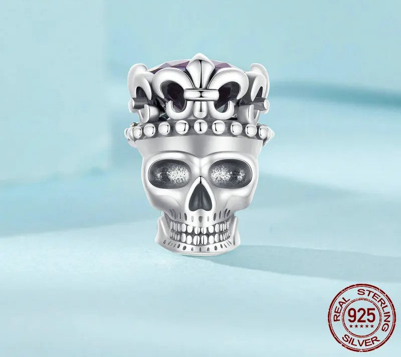 925 Sterling Silver Skull Crown Charm - Shine Bright Store