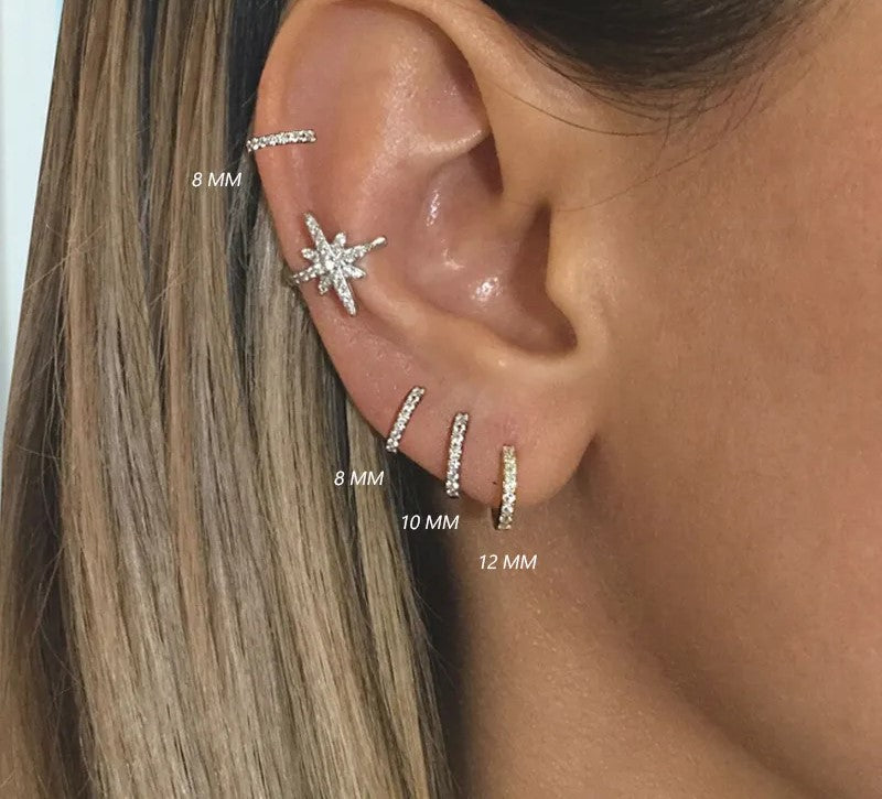 925 Sterling Silver Cubic Zircon Cuff Earrings - TEA LU SHOP