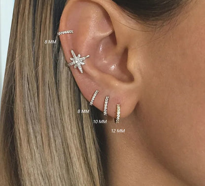 925 Sterling Silver Cubic Zircon Cuff Earrings - TEA LU SHOP