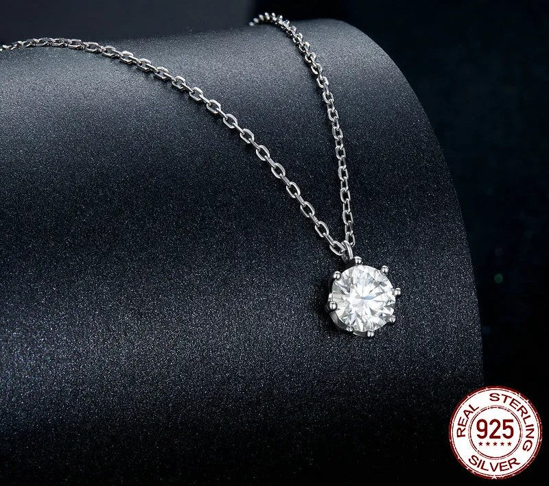 925 Sterling Silver Moissanite Necklace - TEA LU SHOP