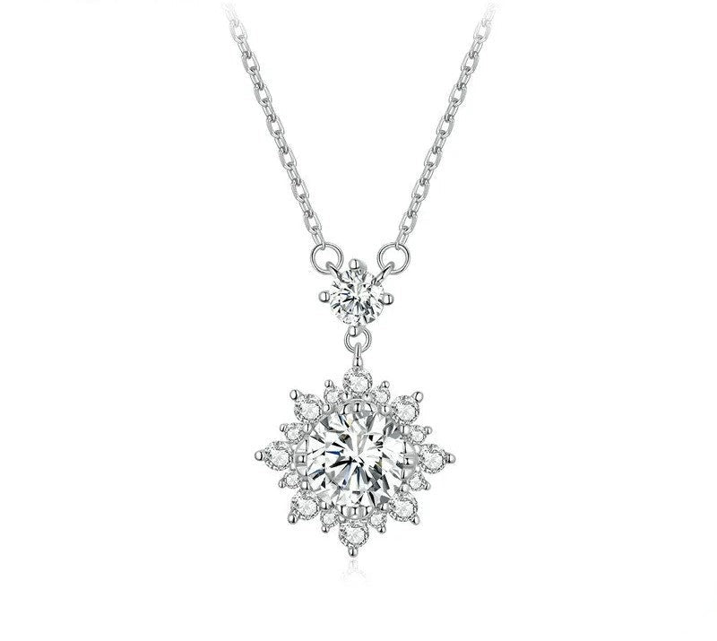 925 Sterling Silver Moissanite Necklace - TEA LU SHOP