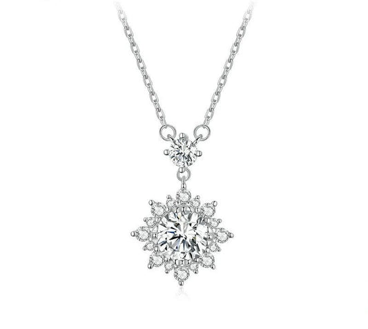 925 Sterling Silver Moissanite Necklace - TEA LU SHOP