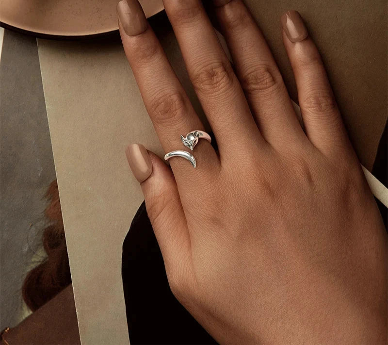 925 Sterling Silver Fox Ring