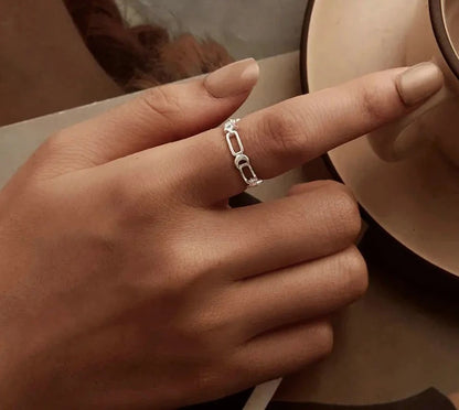 Celestial Chain Sterling Silver Ring