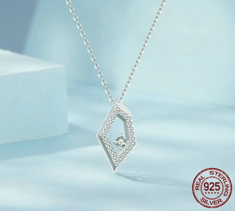 925 Sterling Silver Geometric Necklace - TEA LU SHOP