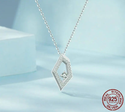925 Sterling Silver Geometric Necklace - TEA LU SHOP