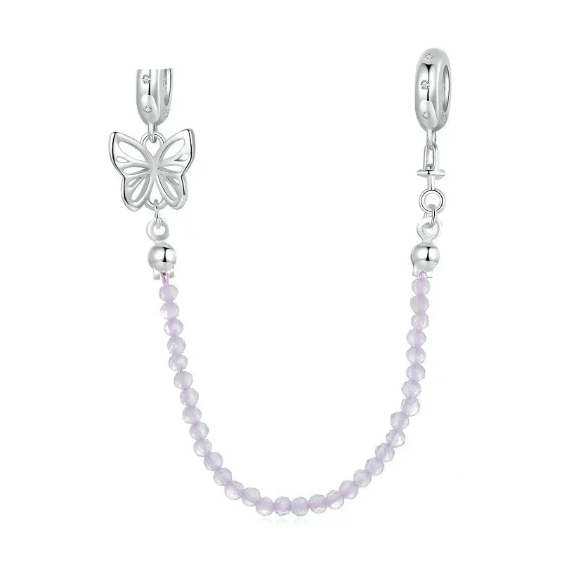 925 Sterling Silver Butterfly Safety Chain