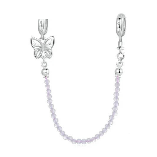 925 Sterling Silver Butterfly Safety Chain