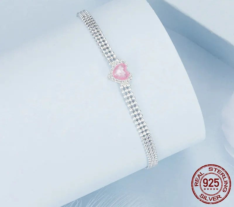925 Sterling Silver Love Heart CZ Bracelet - Shine Bright Store