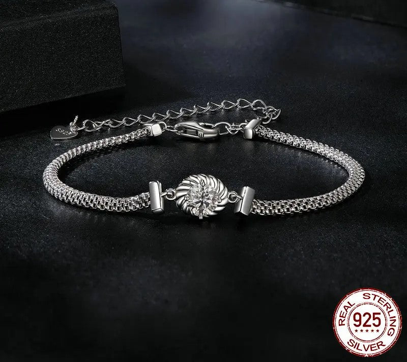 925 Sterling Silver Chic Retro Braided Moissanite Bracelet - Shine Bright Store