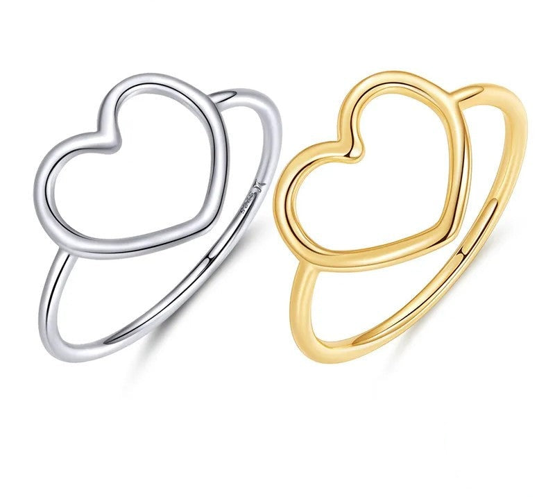 925 Sterling Silver Minimalist Heart Ring - TEA LU SHOP