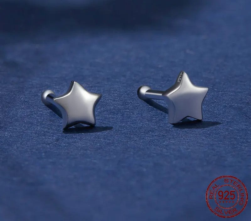 925 Sterling Silver Mini Heart, Star, Moon Stud Earrings - TEA LU SHOP