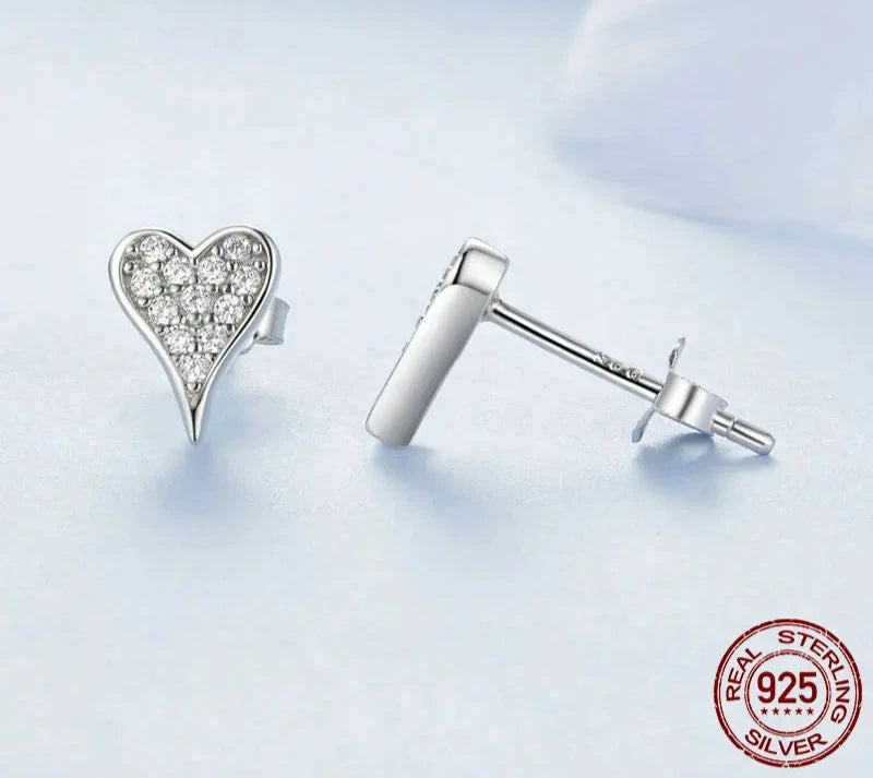 Heart CZ Stud Earrings