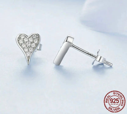 Heart CZ Stud Earrings
