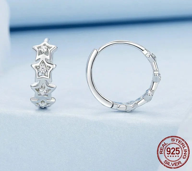 925 Sterling Silver Stackable Star-Shaped Earrings - Shine Bright Store