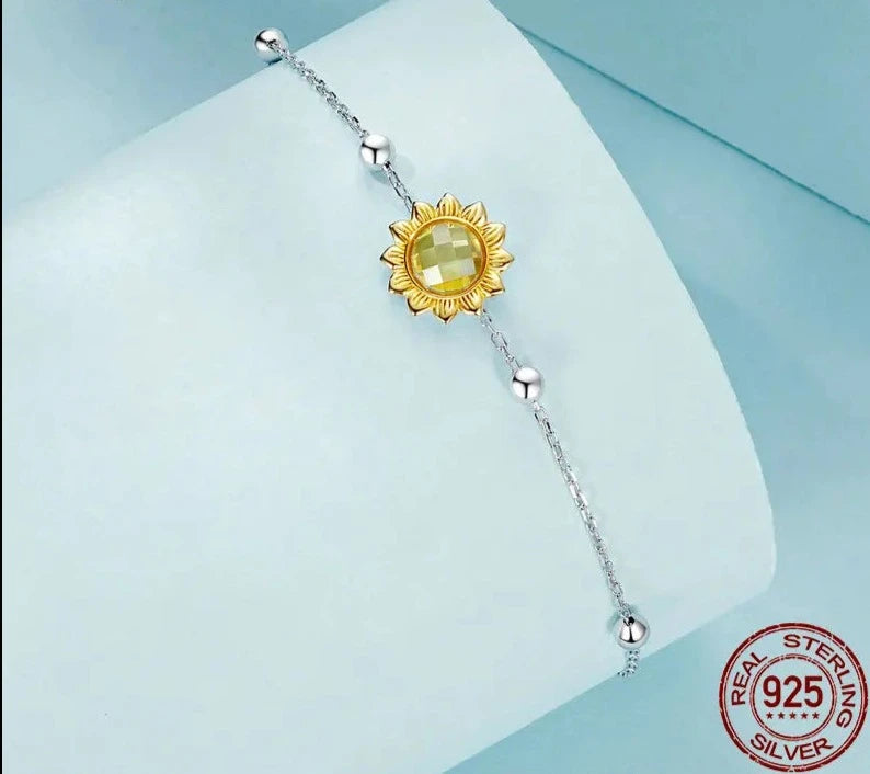 925 Sterling Silver Sunflower Bracelets