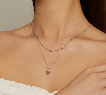 925 Sterling Silver Heart Pendant Necklace - TEA LU SHOP