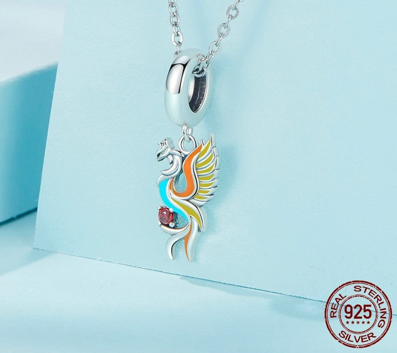 925 Sterling Silver Colorful Phoenix Pendant - TEA LU SHOP