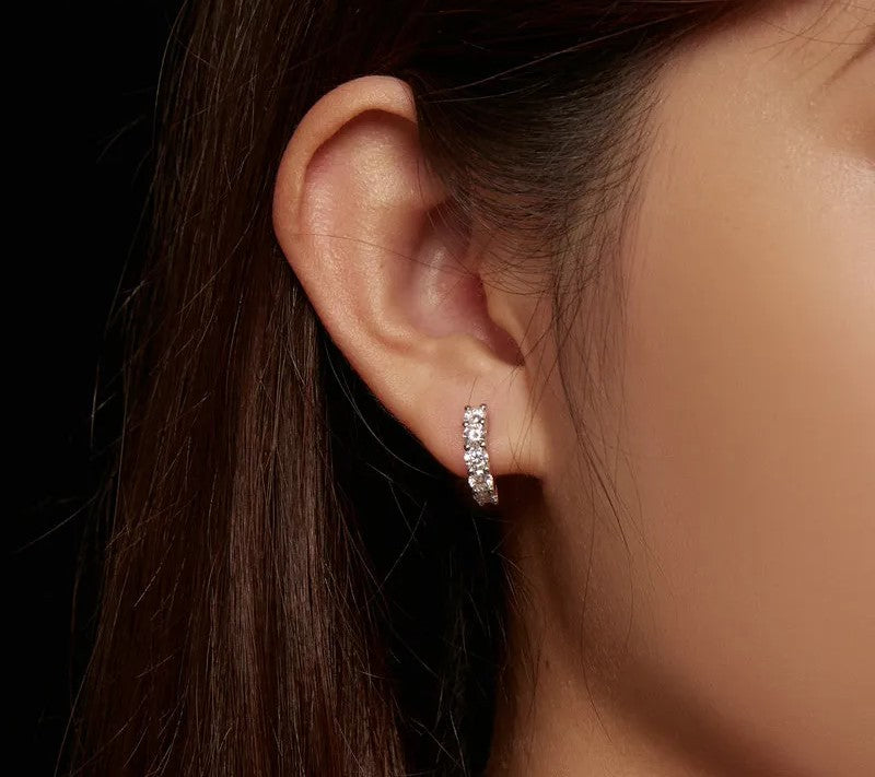 925 Sterling Silver Moissanite Hoop Earrings - TEA LU SHOP