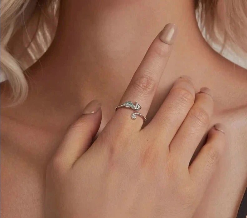 925 Sterling Silver Seahorse Open Rings