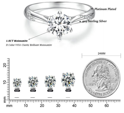 925 Sterling Silver Moissanite Ring - TEA LU SHOP