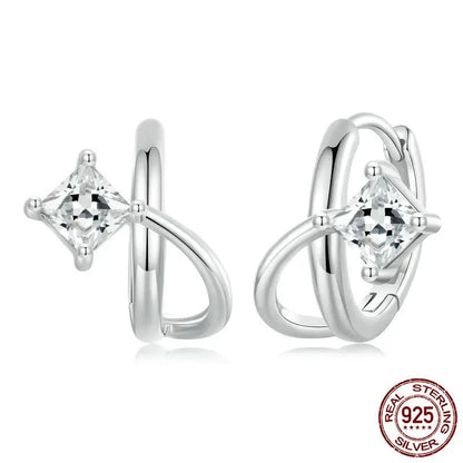 Dainty Double-layer Square Zircon Earrings