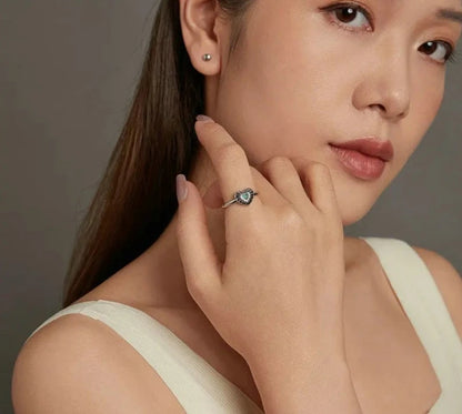 925 Sterling Silver Heart Open Ring