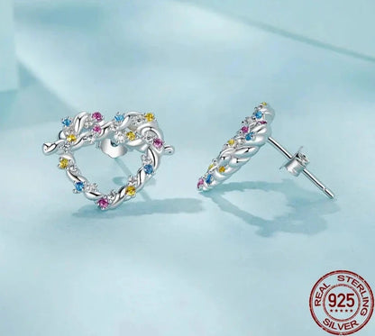 925 Sterling Silver Heart Love Earrings