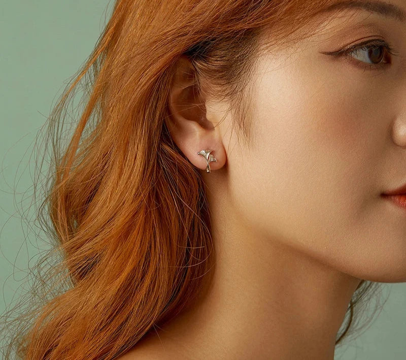 925 Sterling Silver Ginkgo Leaf Hoop Earrings