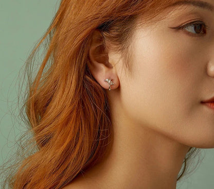 925 Sterling Silver Ginkgo Leaf Hoop Earrings