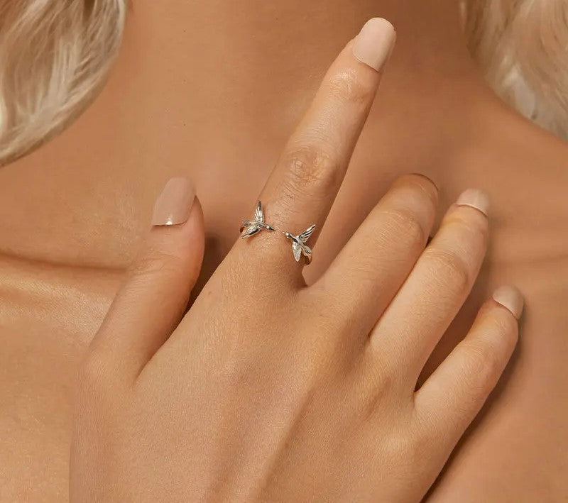 925 Sterling Silver Adjustable Bird Ring - TEA LU SHOP