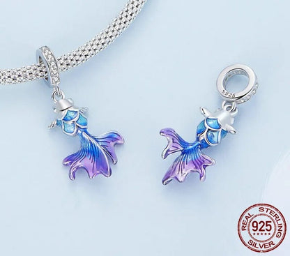 925 Sterling Silver Blue Lucky Carp Pendant - TEA LU SHOP