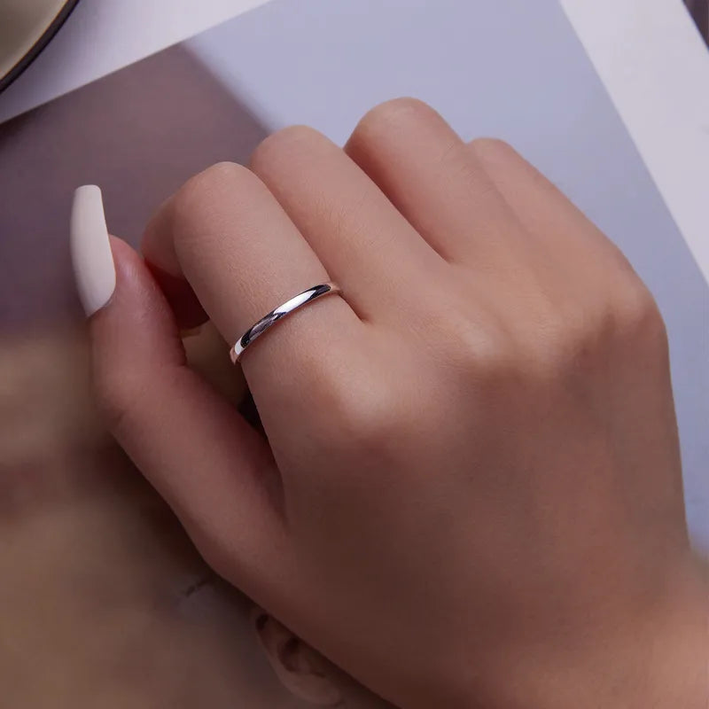 925 Sterling Silver Classic Round Ring - TEA LU SHOP