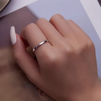 925 Sterling Silver Classic Round Ring - TEA LU SHOP