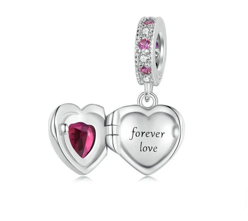 925 Sterling Silver Zircon Love Heart Charm for Bracelet and Necklace - Shine Bright Store