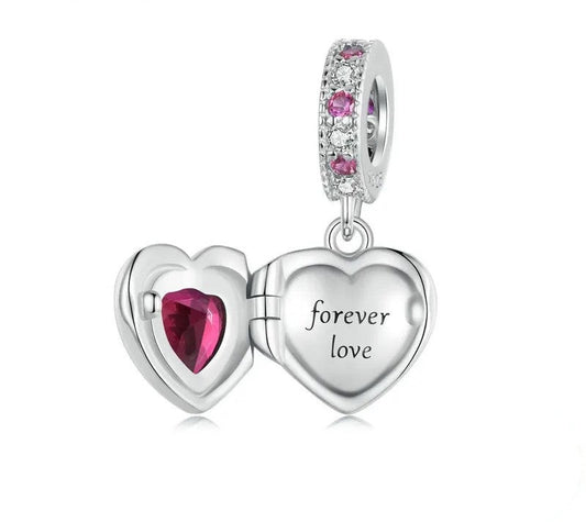 925 Sterling Silver Zircon Love Heart Charm for Bracelet and Necklace - Shine Bright Store