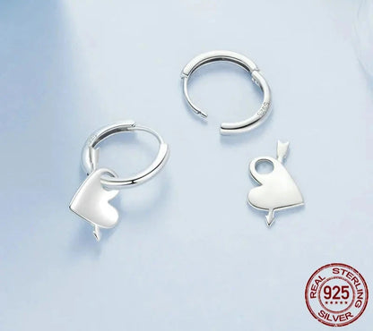 925 Sterling Silver Heart Hoop Earrings