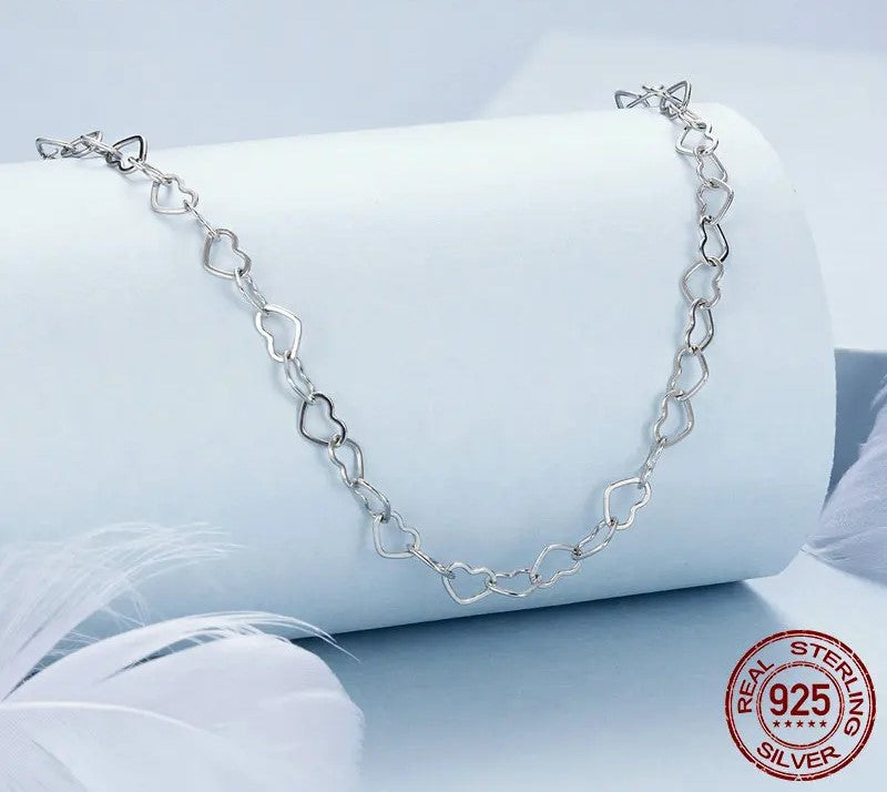 925 Sterling Silver Heart Necklace - TEA LU SHOP