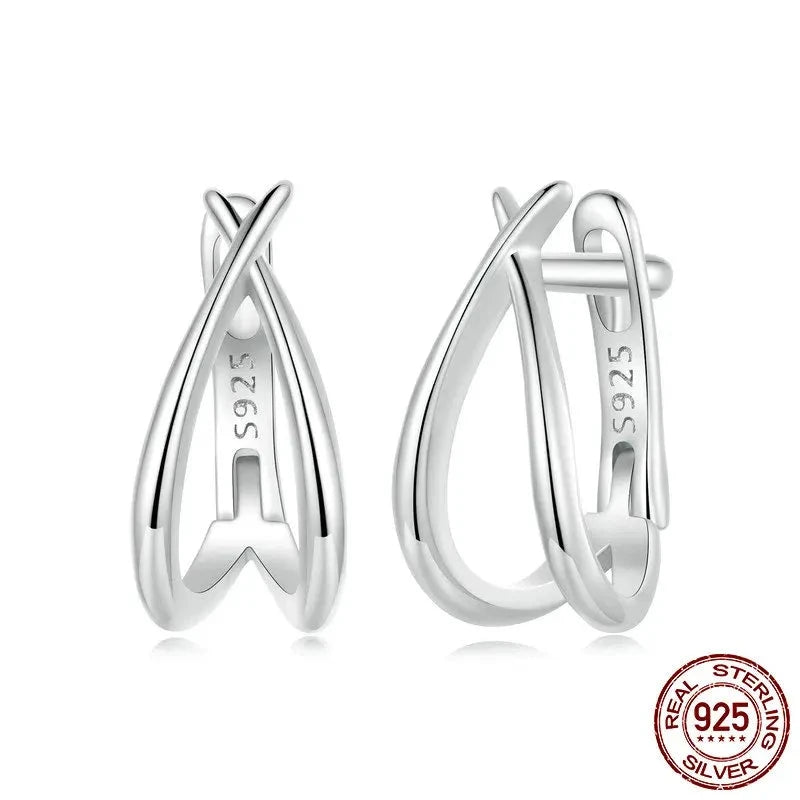 925 Sterling Silver Simple Line Hoop Earrings